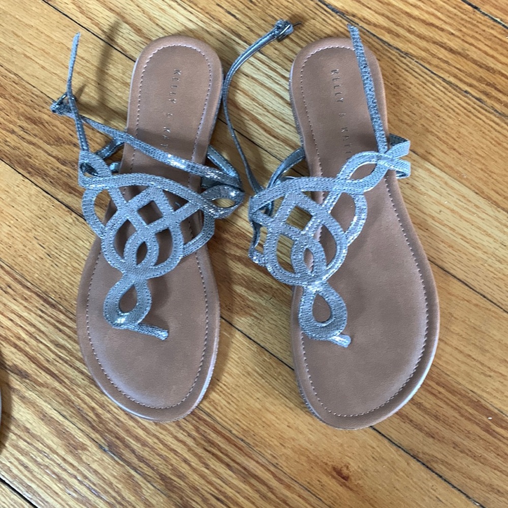 Kelly & Katie silver flat sandals, never worn
